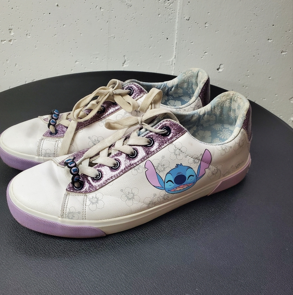 Disney Lilo & Stitch Women's White and Purple Sneakers Size 11